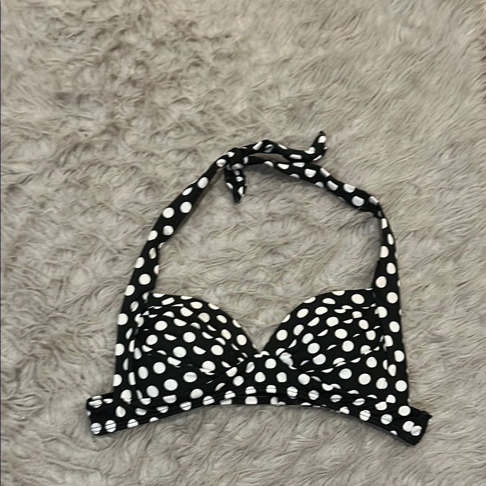Venus women'ss white and black polka dot halter style swimsuit top